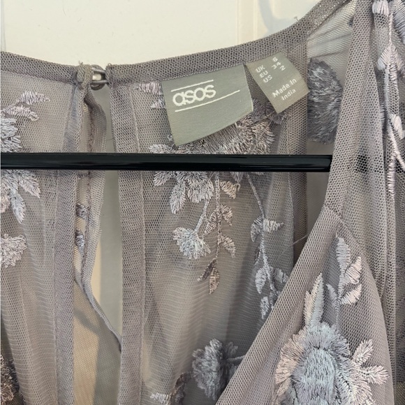 ASOS Maternity Bridesmaid Gray Embroidered Gown - Picture 2 of 4